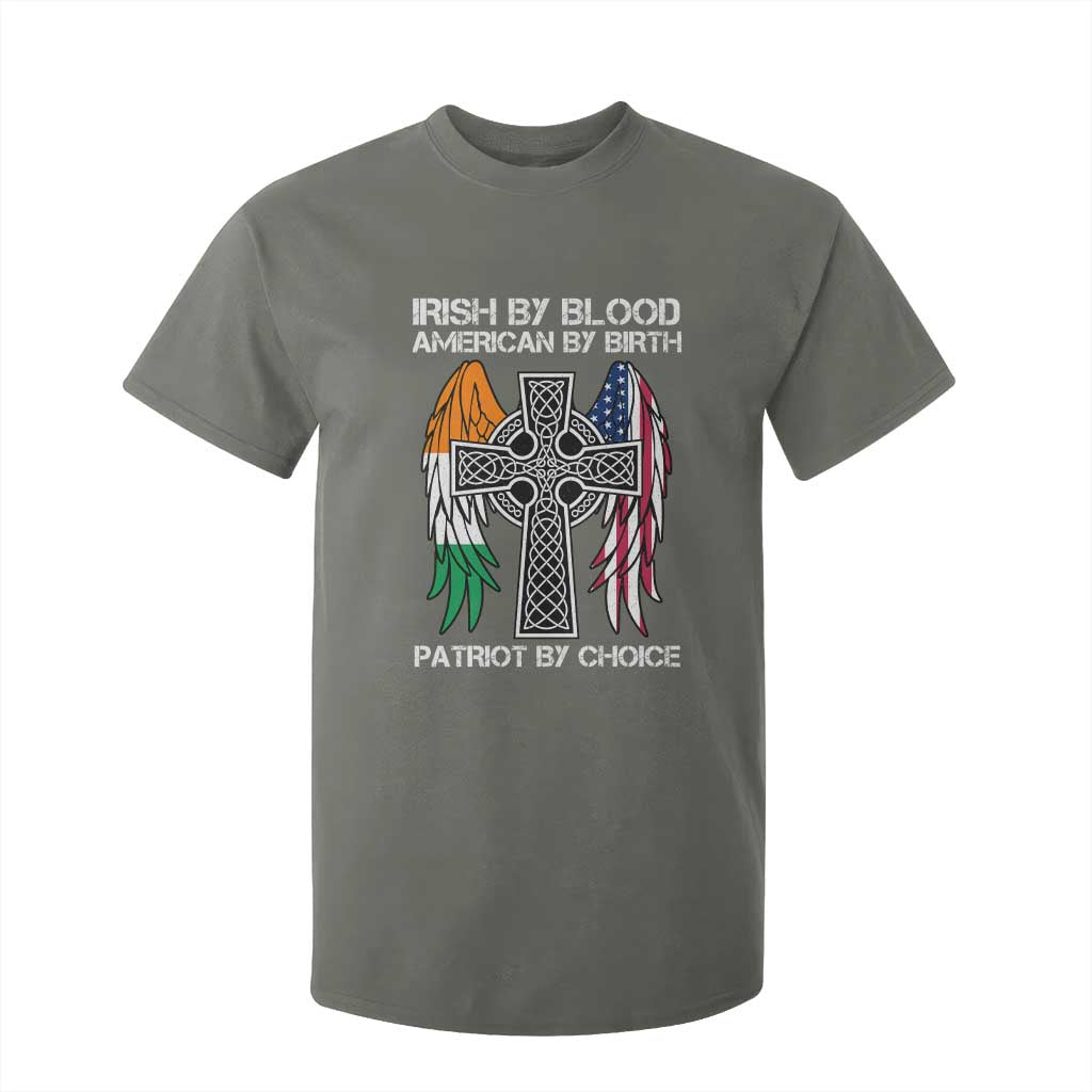Irish By Blood American By Birth Patriot By Choice T Shirt For Kid Ireland America Flag Celtic Cross TS09 Military Green Print Your Wear