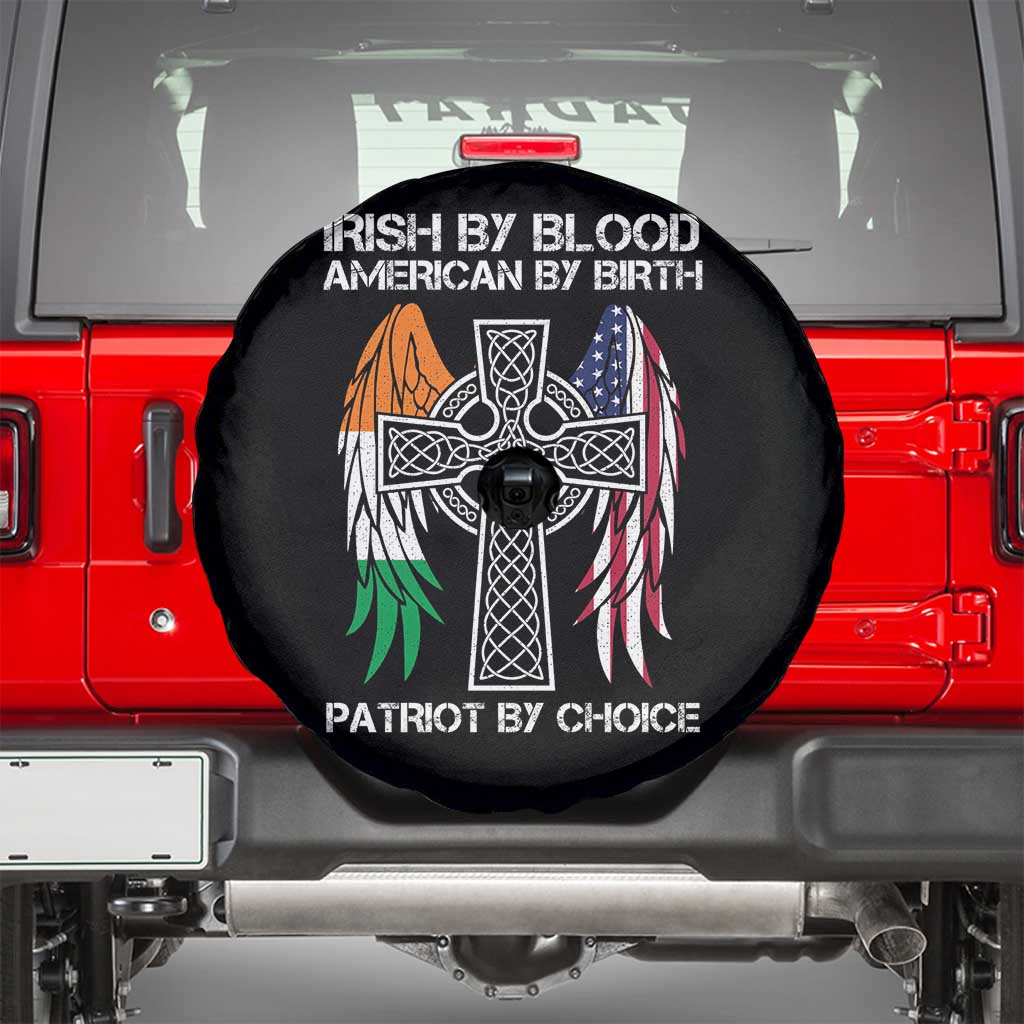 Irish By Blood American By Birth Patriot By Choice Spare Tire Cover Ireland America Flag Celtic Cross TS09 Black Print Your Wear