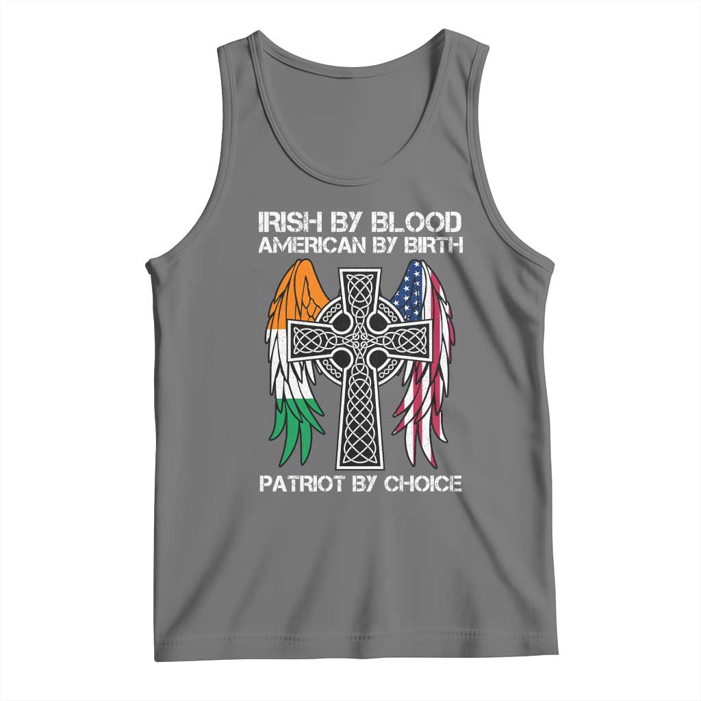 Irish By Blood American By Birth Patriot By Choice Tank Top Ireland America Flag Celtic Cross TS09 Black Heather Print Your Wear