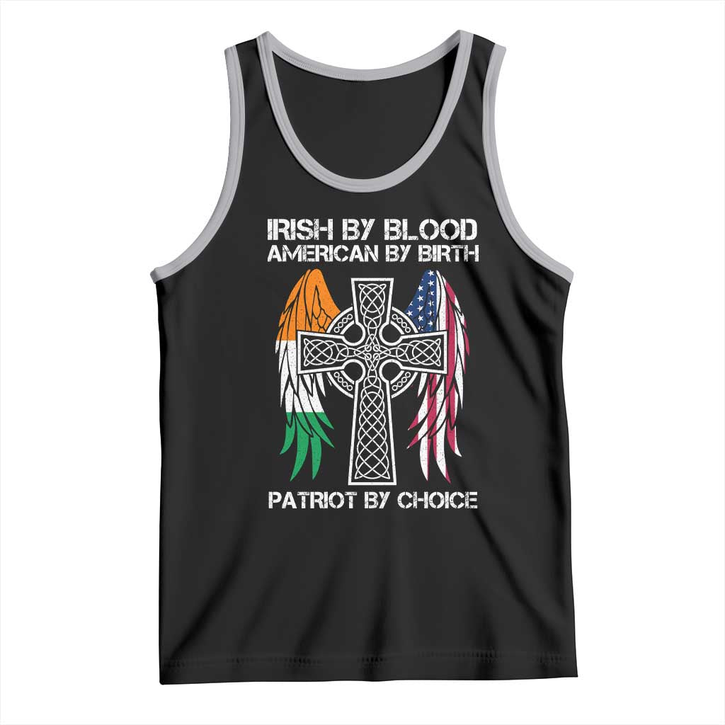 Irish By Blood American By Birth Patriot By Choice Tank Top Ireland America Flag Celtic Cross TS09 Black Athletic Heather Print Your Wear