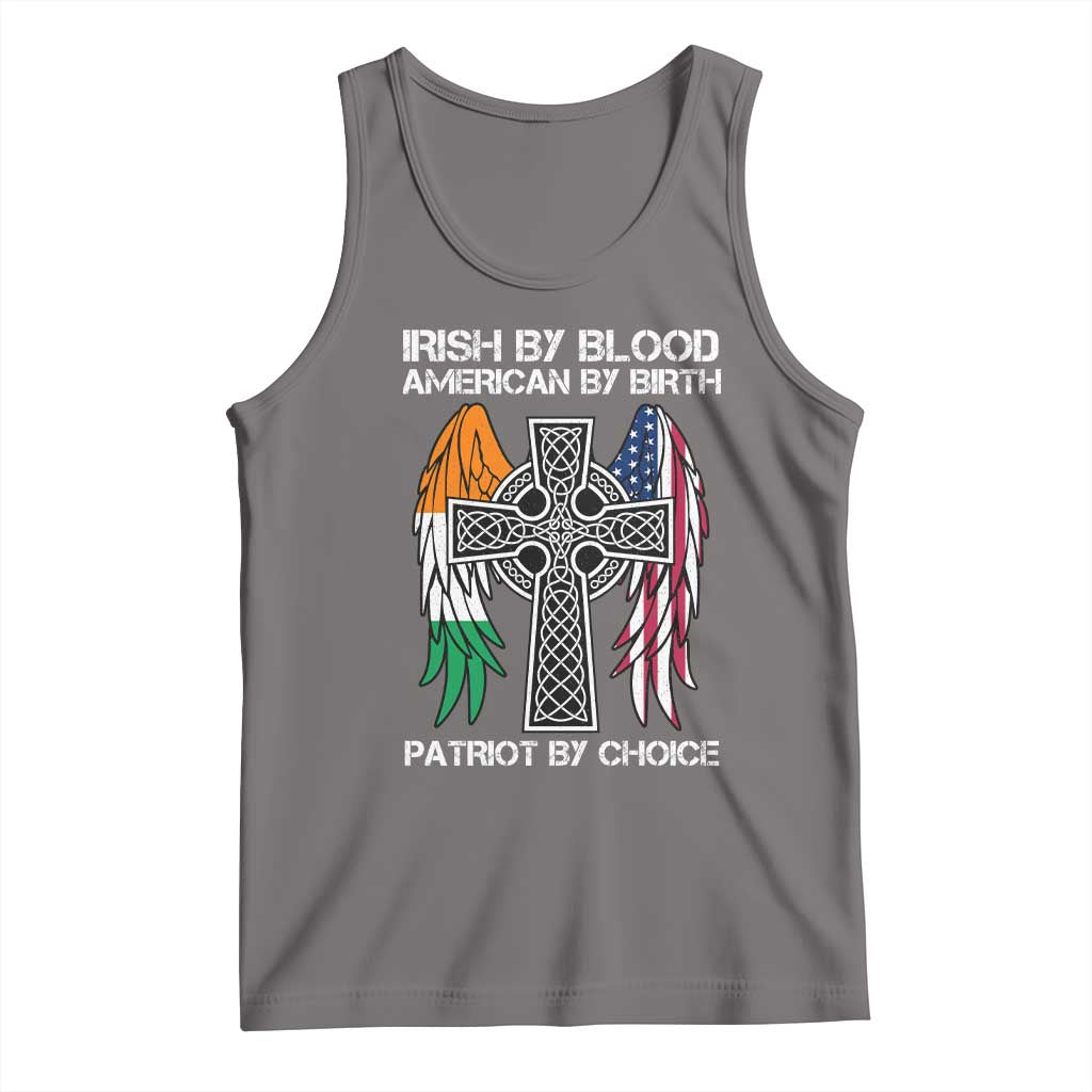 Irish By Blood American By Birth Patriot By Choice Tank Top Ireland America Flag Celtic Cross TS09 Deep Heather Print Your Wear