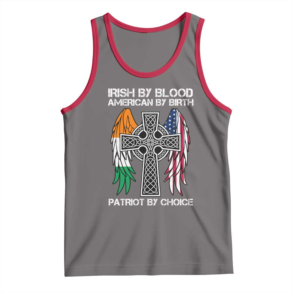 Irish By Blood American By Birth Patriot By Choice Tank Top Ireland America Flag Celtic Cross TS09 Deep Heather Red Print Your Wear