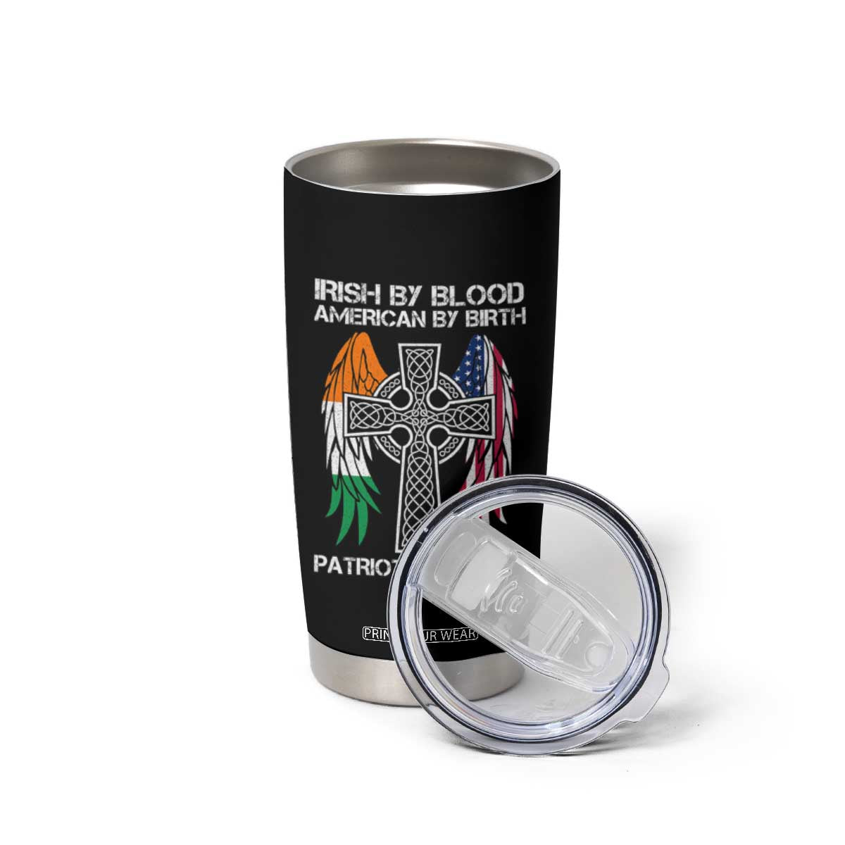 Irish By Blood American By Birth Patriot By Choice Tumbler Cup Ireland America Flag Celtic Cross TS09 Print Your Wear