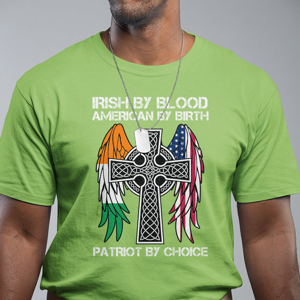 Irish By Blood American By Birth Patriot By Choice T Shirt TS09 Lime Printyourwear