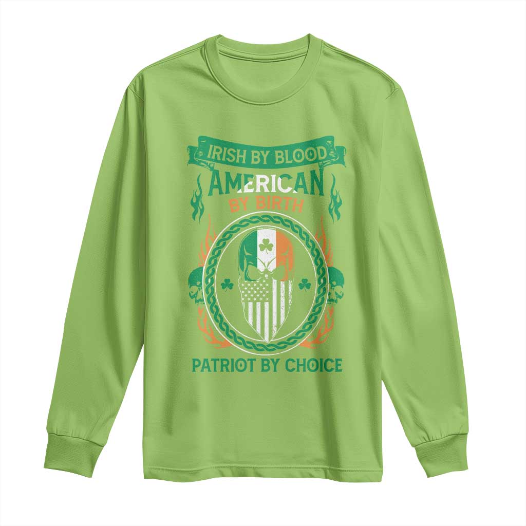 Irish By Blood American By Birth Patriot By Choice Long Sleeve Shirt TS09 Lime Print Your Wear