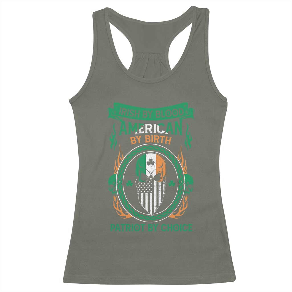 Irish By Blood American By Birth Patriot By Choice Racerback Tank Top TS09 Military Green Print Your Wear