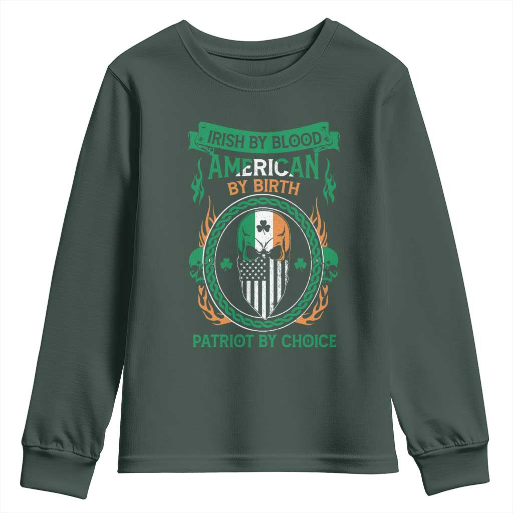 Irish By Blood American By Birth Patriot By Choice Youth Sweatshirt TS09 Dark Forest Green Print Your Wear