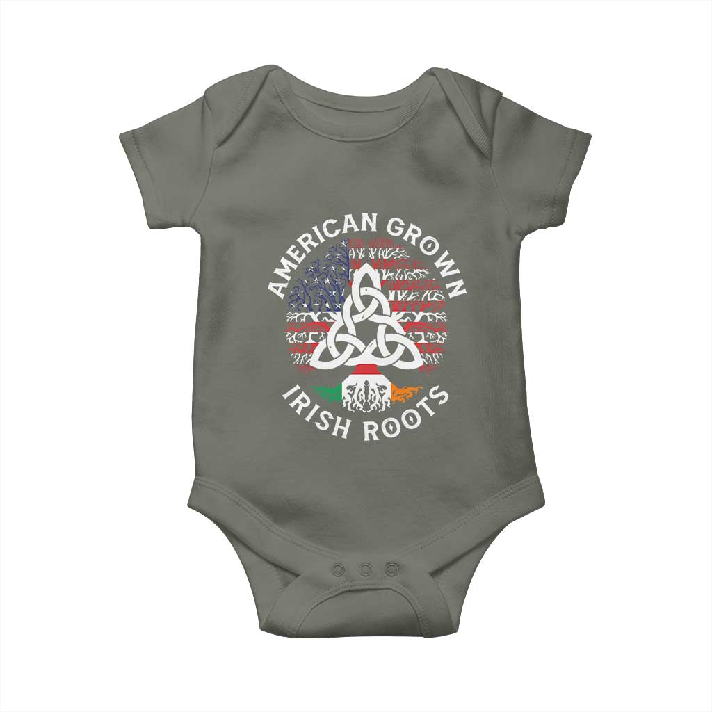American Grown Irish Roots Ireland Flag Baby Onesie TS09 Military Green Print Your Wear