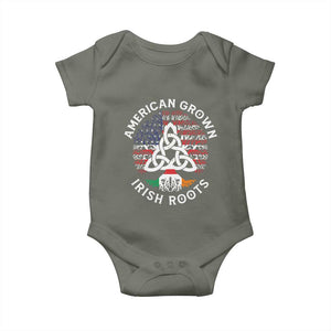 American Grown Irish Roots Ireland Flag Baby Onesie TS09 Military Green Print Your Wear