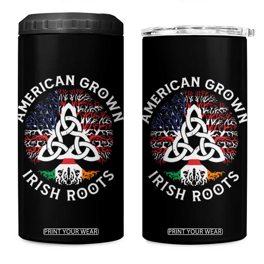 American Grown Irish Roots Ireland Flag 4 in 1 Can Cooler Tumbler TS09 One Size: 16 oz Black Print Your Wear