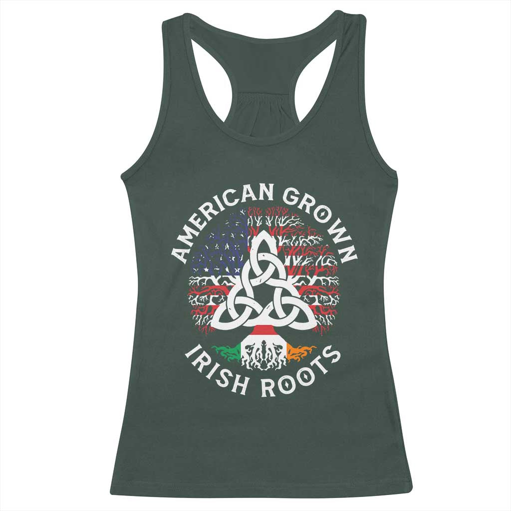 American Grown Irish Roots Ireland Flag Racerback Tank Top TS09 Dark Forest Green Print Your Wear