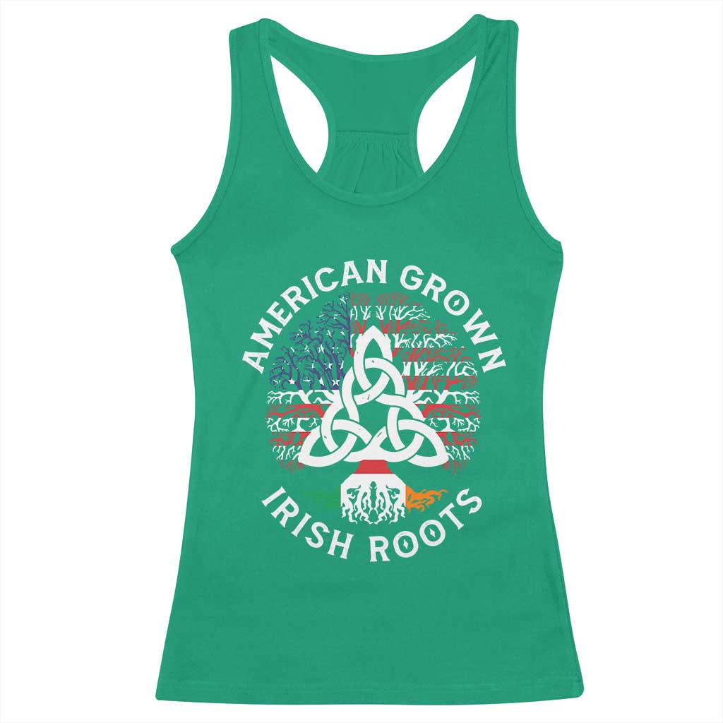 American Grown Irish Roots Ireland Flag Racerback Tank Top TS09 Irish Green Print Your Wear