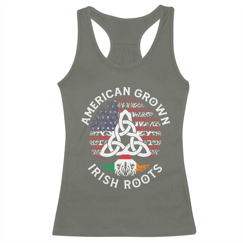 American Grown Irish Roots Ireland Flag Racerback Tank Top TS09 Military Green Print Your Wear