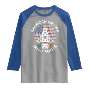 American Grown Irish Roots Ireland Flag Raglan Shirt TS09 Sport Gray Royal Print Your Wear