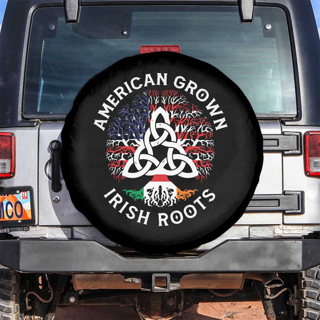 American Grown Irish Roots Ireland Flag Spare Tire Cover TS09 No hole Black Print Your Wear