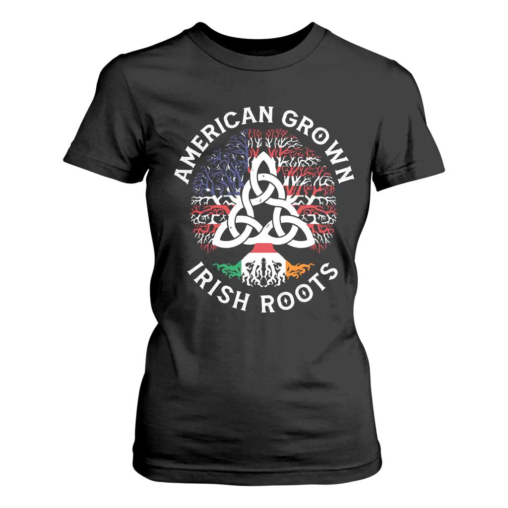 American Grown Irish Roots Ireland Flag T Shirt For Women TS09 Black Print Your Wear