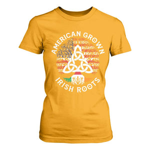 American Grown Irish Roots Ireland Flag T Shirt For Women TS09 Gold Print Your Wear