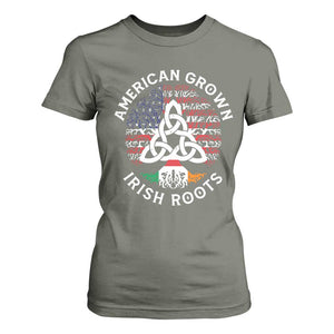 American Grown Irish Roots Ireland Flag T Shirt For Women TS09 Military Green Print Your Wear