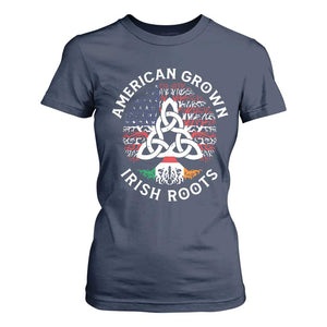 American Grown Irish Roots Ireland Flag T Shirt For Women TS09 Navy Print Your Wear