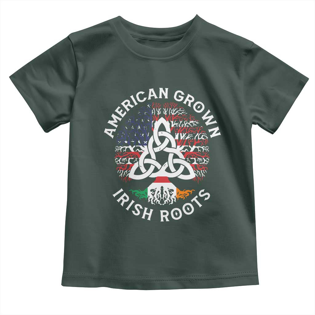 American Grown Irish Roots Ireland Flag Toddler T Shirt TS09 Dark Forest Green Print Your Wear