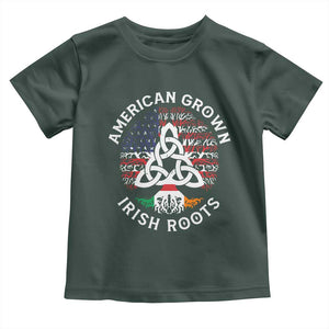 American Grown Irish Roots Ireland Flag Toddler T Shirt TS09 Dark Forest Green Print Your Wear