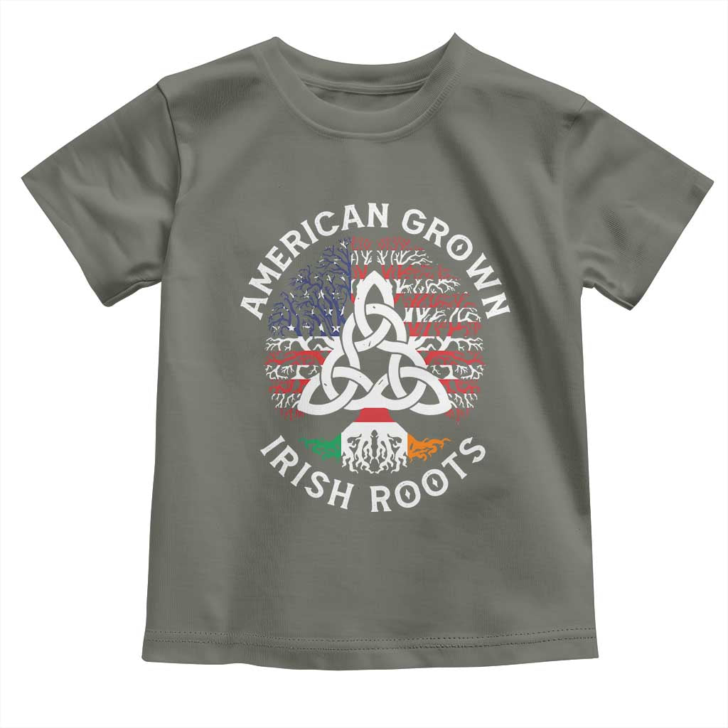 American Grown Irish Roots Ireland Flag Toddler T Shirt TS09 Military Green Print Your Wear