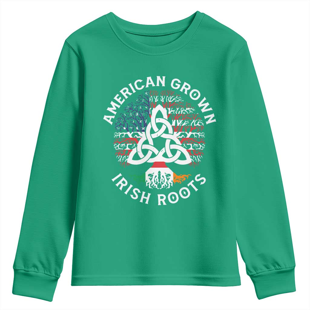 American Grown Irish Roots Ireland Flag Youth Sweatshirt TS09 Irish Green Print Your Wear