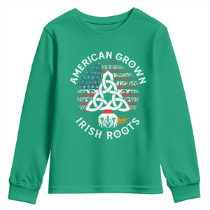 American Grown Irish Roots Ireland Flag Youth Sweatshirt TS09 Irish Green Print Your Wear