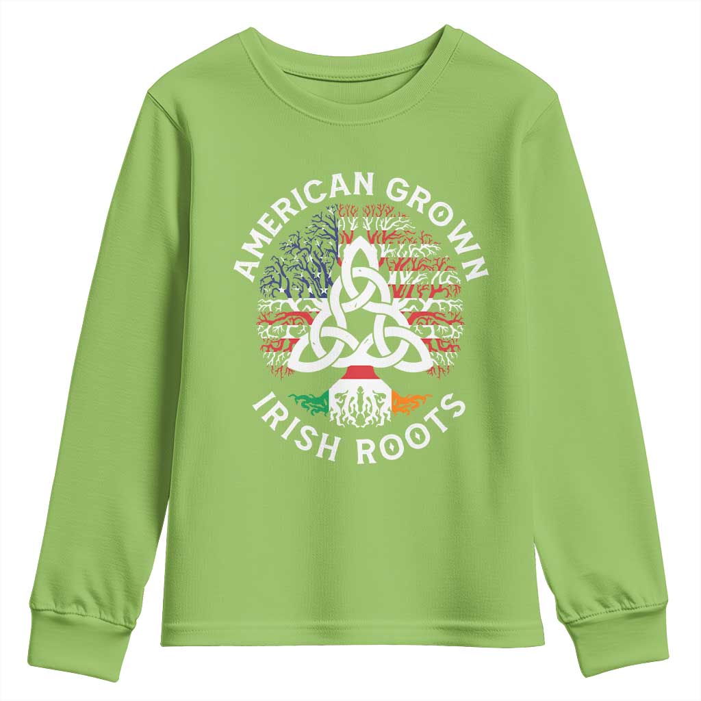 American Grown Irish Roots Ireland Flag Youth Sweatshirt TS09 Lime Print Your Wear