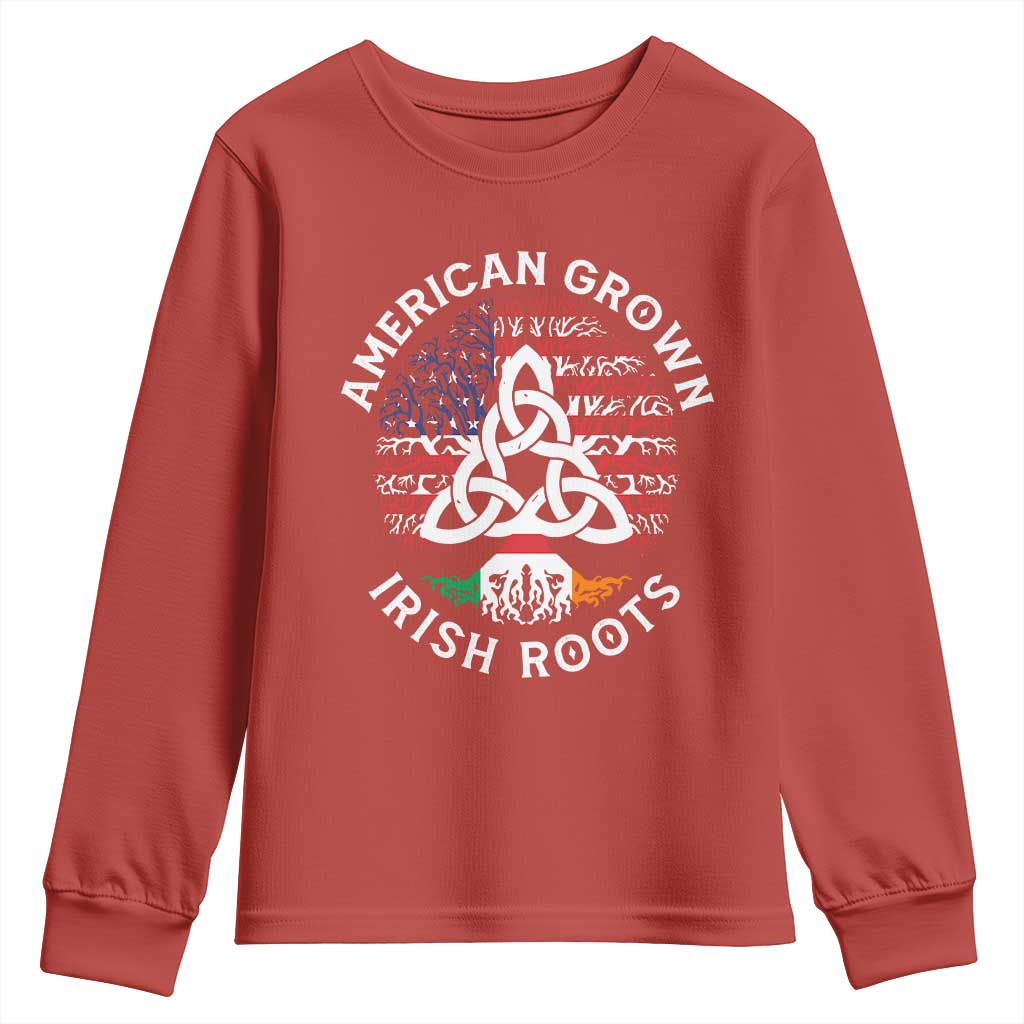 American Grown Irish Roots Ireland Flag Youth Sweatshirt TS09 Red Print Your Wear