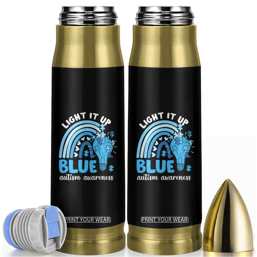 Autism Awareness Bullet Tumbler Light It Up Blue Rainbow Puzzle Piece TS09 Black Print Your Wear