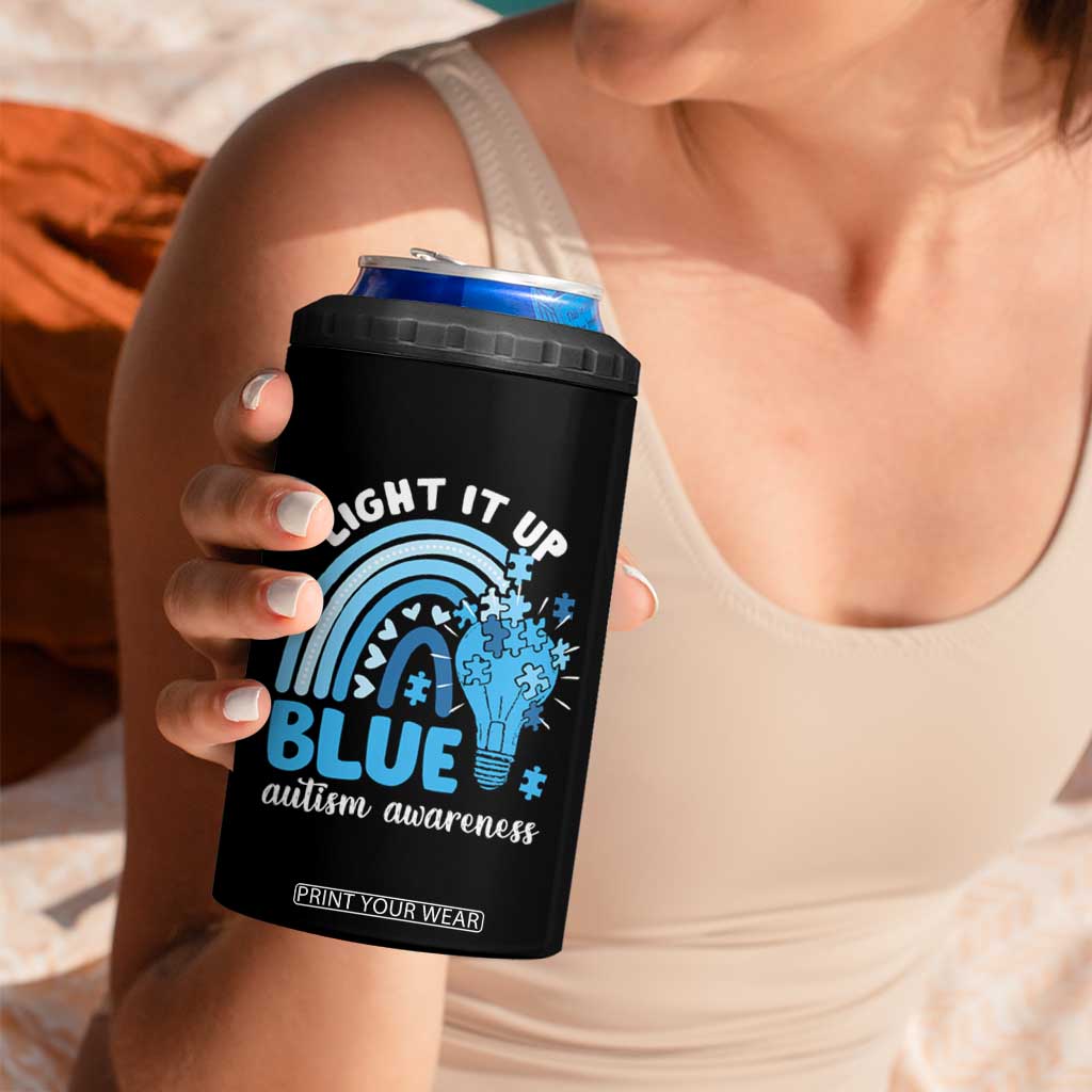 Autism Awareness 4 in 1 Can Cooler Tumbler Light It Up Blue Rainbow Puzzle Piece TS09 Print Your Wear
