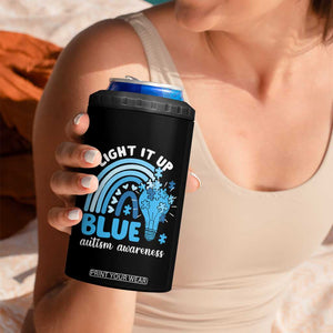 Autism Awareness 4 in 1 Can Cooler Tumbler Light It Up Blue Rainbow Puzzle Piece TS09 Print Your Wear