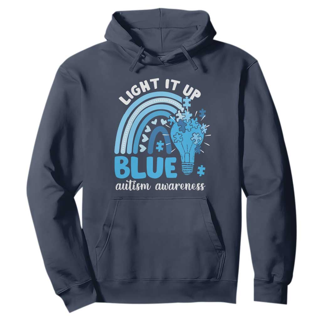 Autism Awareness Hoodie Light It Up Blue Rainbow Puzzle Piece TS09 Navy Printyourwear