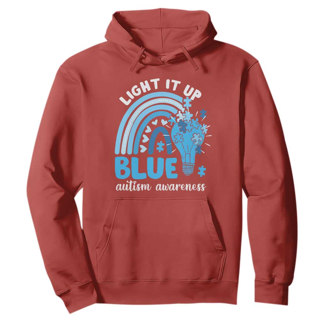 Autism Awareness Hoodie Light It Up Blue Rainbow Puzzle Piece TS09 Red Printyourwear