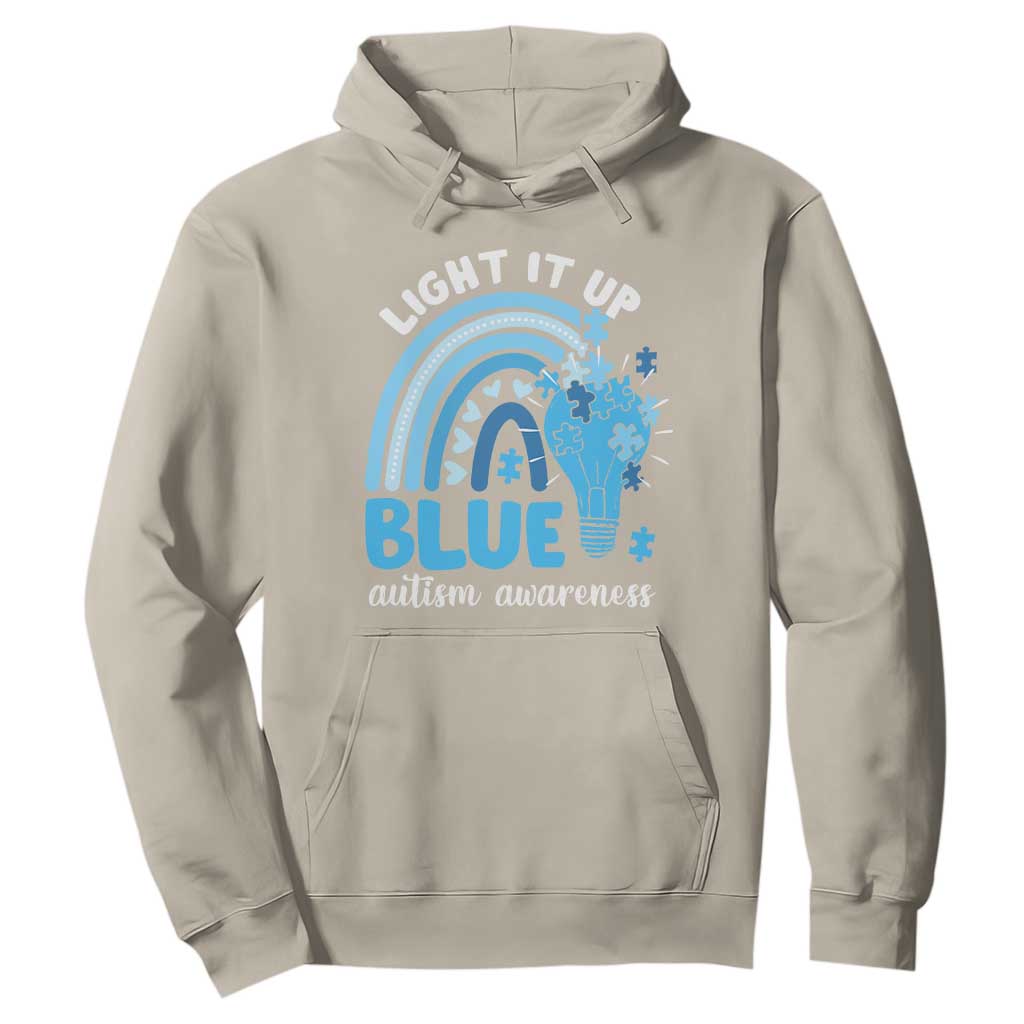 Autism Awareness Hoodie Light It Up Blue Rainbow Puzzle Piece TS09 Sand Printyourwear