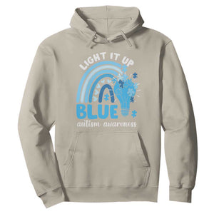 Autism Awareness Hoodie Light It Up Blue Rainbow Puzzle Piece TS09 Sand Printyourwear