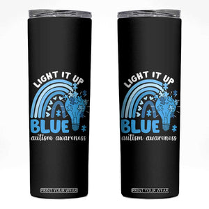 Autism Awareness Skinny Tumbler Light It Up Blue Rainbow Puzzle Piece TS09 Black Print Your Wear