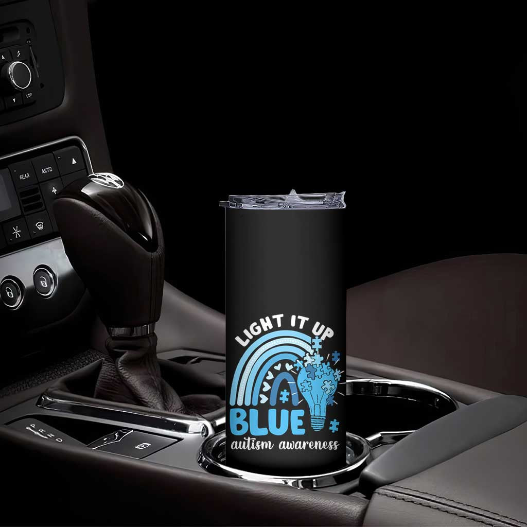 Autism Awareness Skinny Tumbler Light It Up Blue Rainbow Puzzle Piece TS09 Print Your Wear