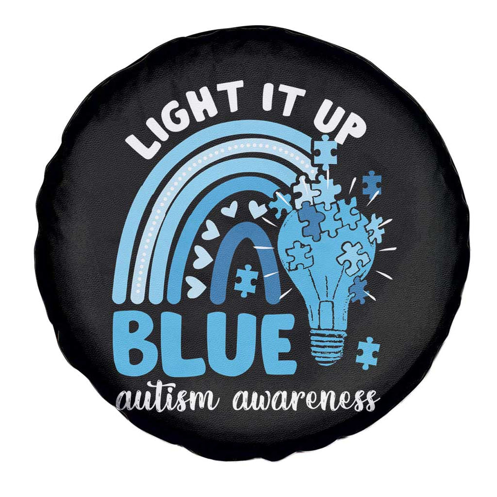 Autism Awareness Spare Tire Cover Light It Up Blue Rainbow Puzzle Piece TS09 Print Your Wear