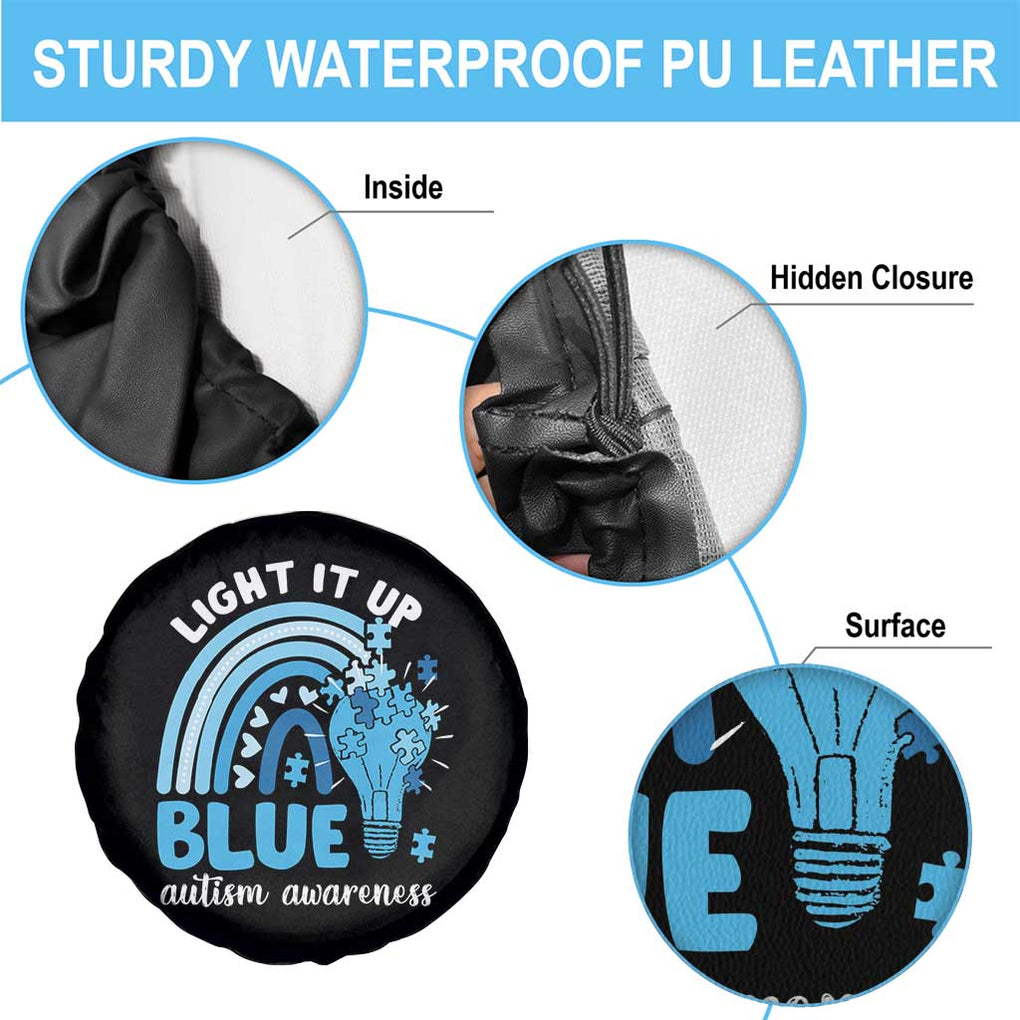 Autism Awareness Spare Tire Cover Light It Up Blue Rainbow Puzzle Piece TS09 Print Your Wear