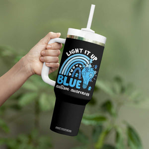 Autism Awareness Tumbler With Handle Light It Up Blue Rainbow Puzzle Piece TS09 Print Your Wear
