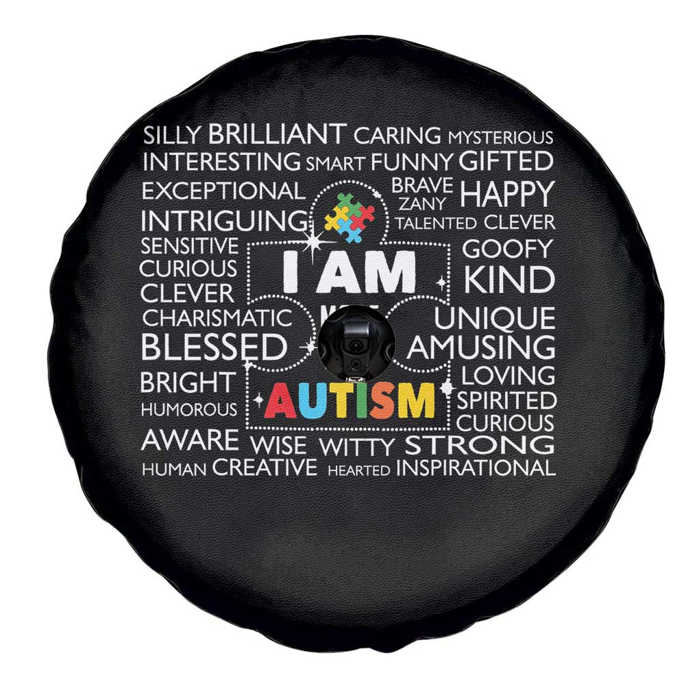 Autism Awareness Spare Tire Cover I Am More Than Autism Brilliant Strong Unique Brave Happy Creative TS09 Print Your Wear