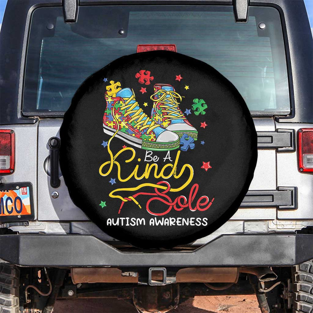 Autism Awareness Spare Tire Cover Be A King Sole Puzzle Shoe TS09 No hole Black Print Your Wear