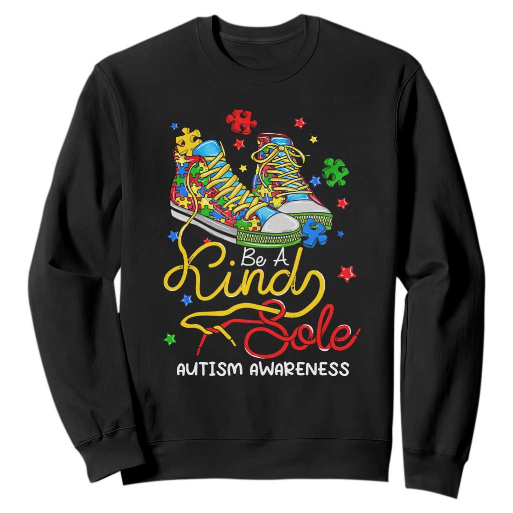 Autism Awareness Sweatshirt Be A King Sole Puzzle Shoe TS09 Black Printyourwear