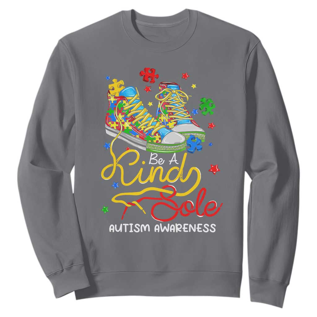 Autism Awareness Sweatshirt Be A King Sole Puzzle Shoe TS09 Charcoal Printyourwear