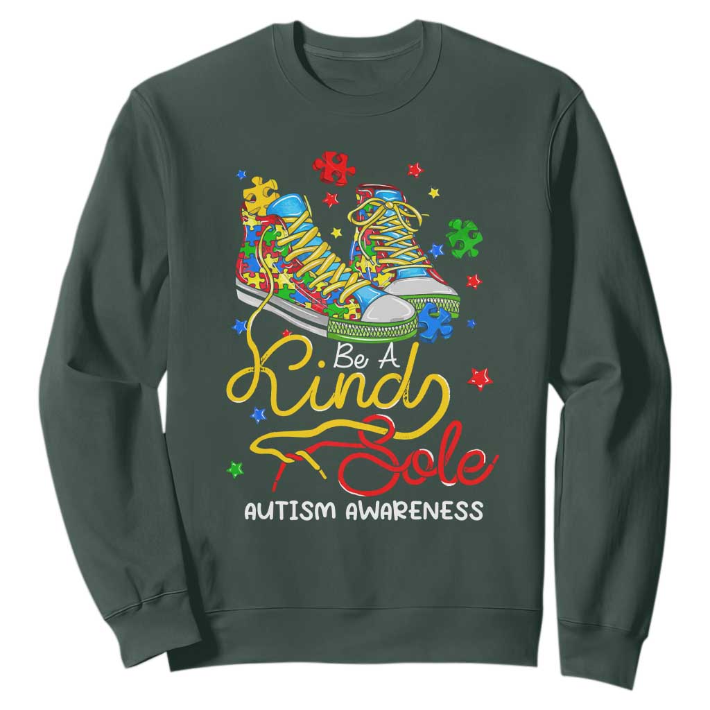 Autism Awareness Sweatshirt Be A King Sole Puzzle Shoe TS09 Dark Forest Green Printyourwear