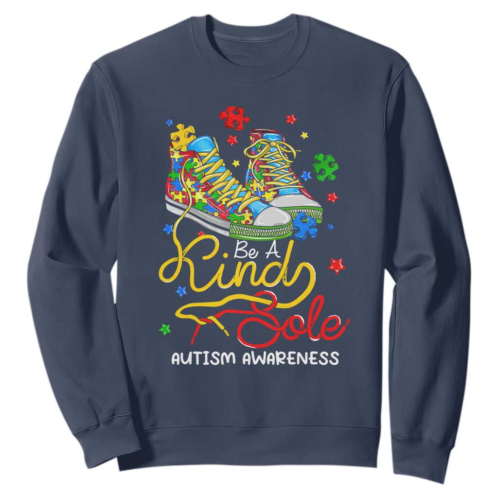 Autism Awareness Sweatshirt Be A King Sole Puzzle Shoe TS09 Navy Printyourwear