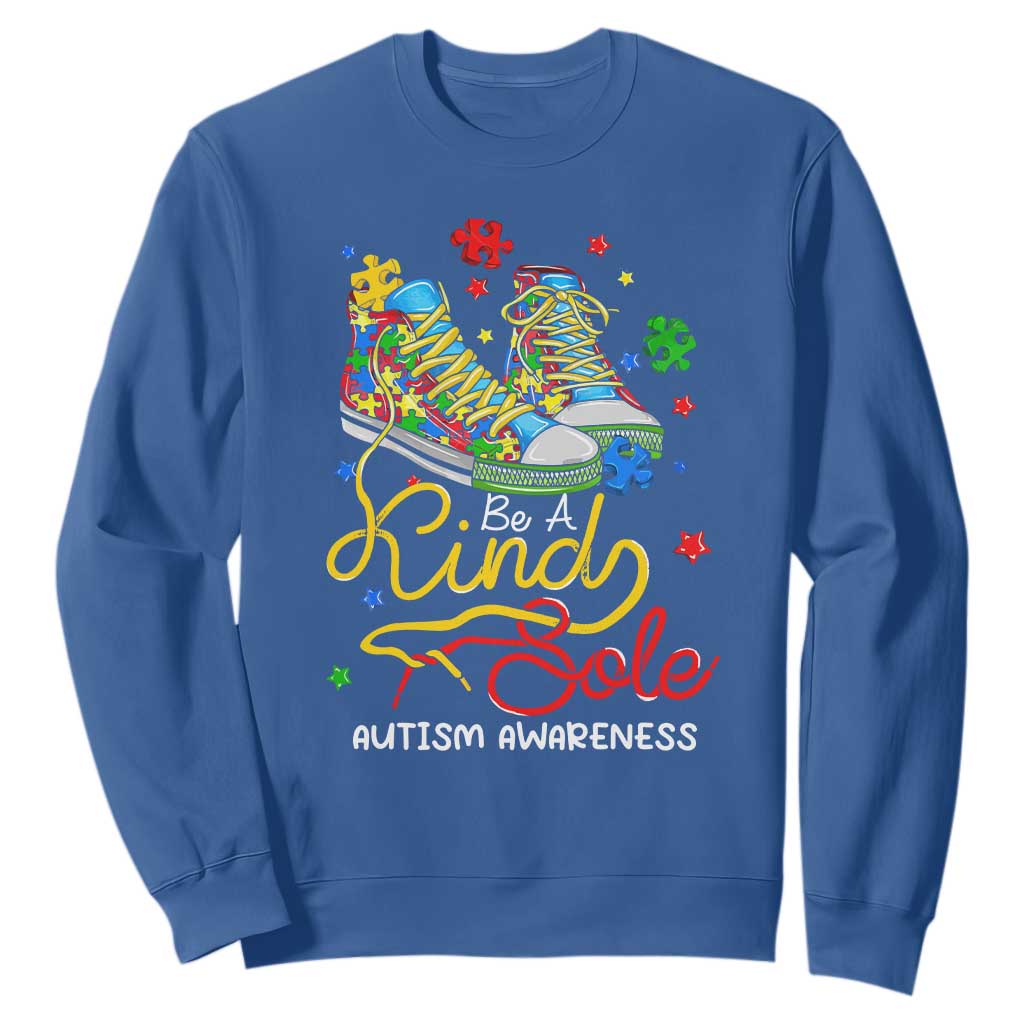Autism Awareness Sweatshirt Be A King Sole Puzzle Shoe TS09 Royal Blue Printyourwear