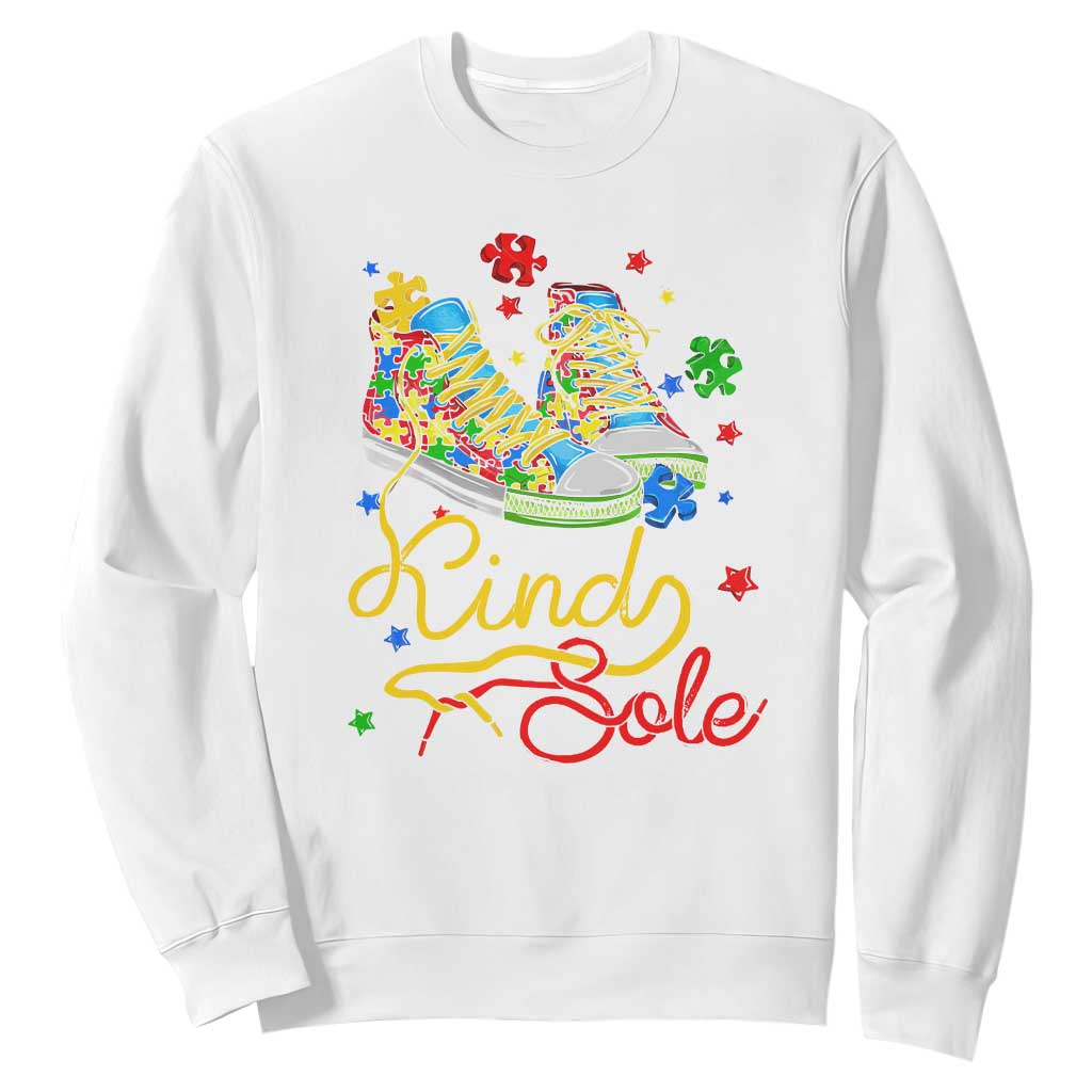 Autism Awareness Sweatshirt Be A King Sole Puzzle Shoe TS09 White Printyourwear